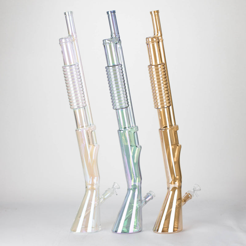 O 27" Electroplated Shotgun Design Glass Bong with Display Stand [GU004]