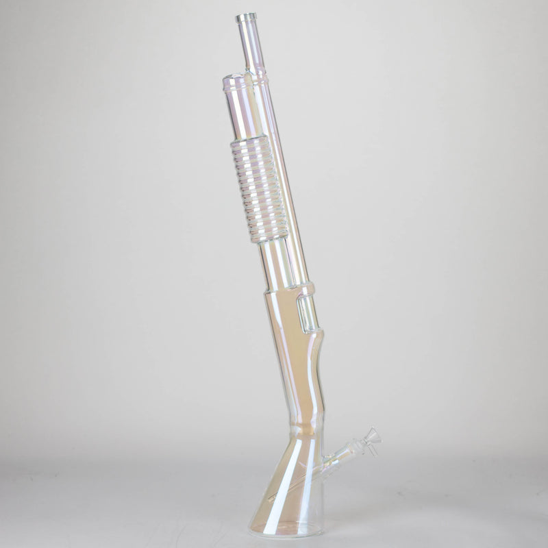 O 27" Electroplated Shotgun Design Glass Bong with Display Stand [GU004]