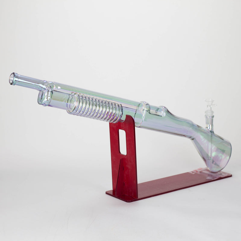 O 27" Electroplated Shotgun Design Glass Bong with Display Stand [GU004]