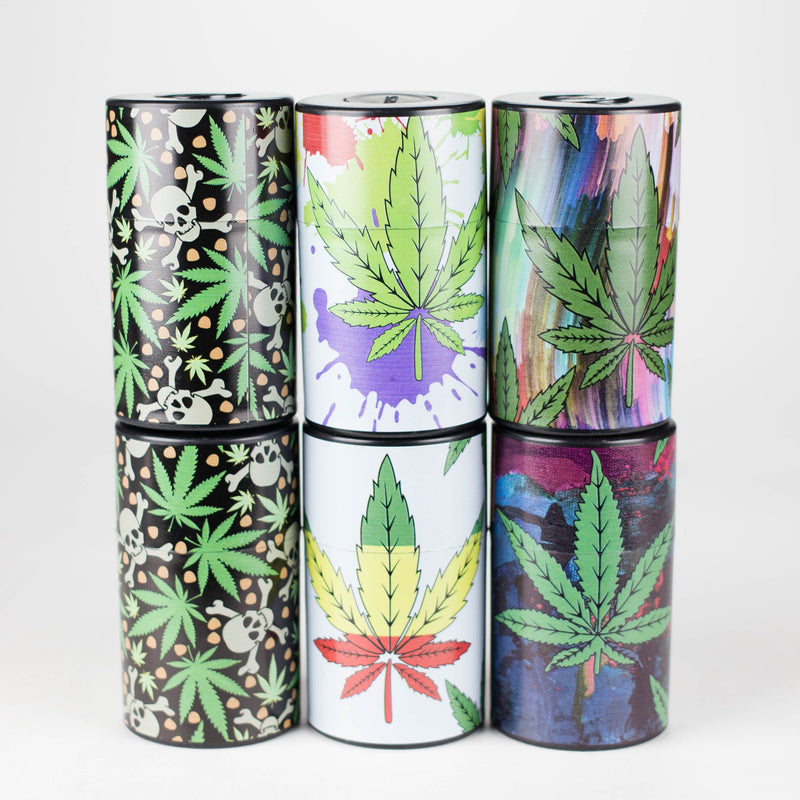 O Air tight Stash Jars with Green Leaf Designs Box of 6