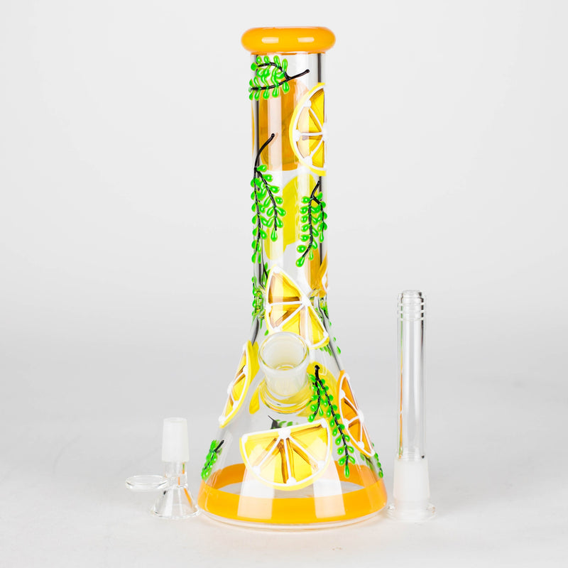 10" 3D Glass Bong With Orange Design