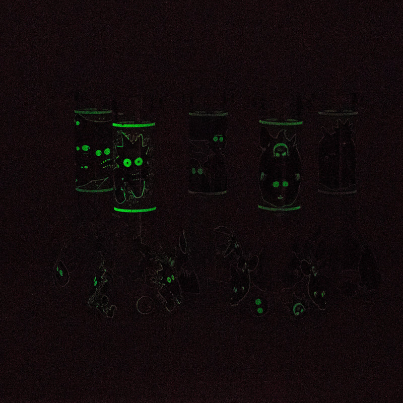 O 8.5" Cartoon Designs Glow In The Dark beaker bong In the Box [PIP301]