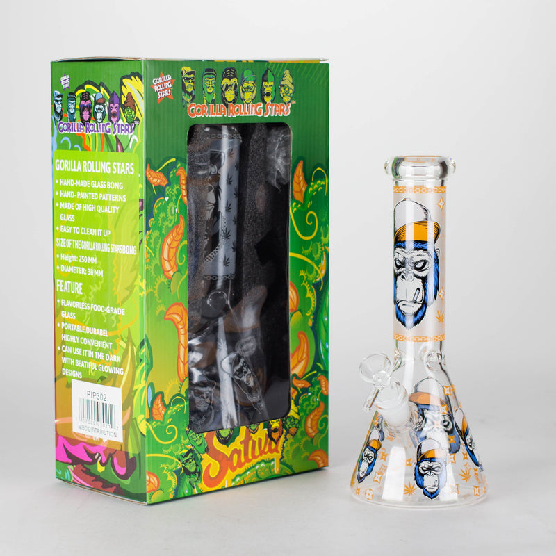 O 10" Gorilla Designs Glow In The Dark beaker bong In the Box [PIP302]