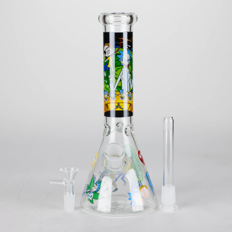 O 10" Cartoon Designs Glow In The Dark beaker bong In the Box [PIP302]