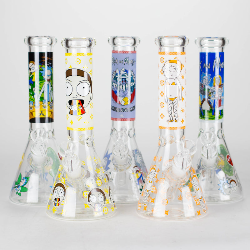 O 10" Cartoon Designs Glow In The Dark beaker bong In the Box [PIP302]