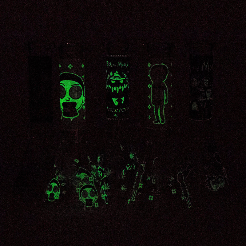 O 10" Cartoon Designs Glow In The Dark beaker bong In the Box [PIP302]