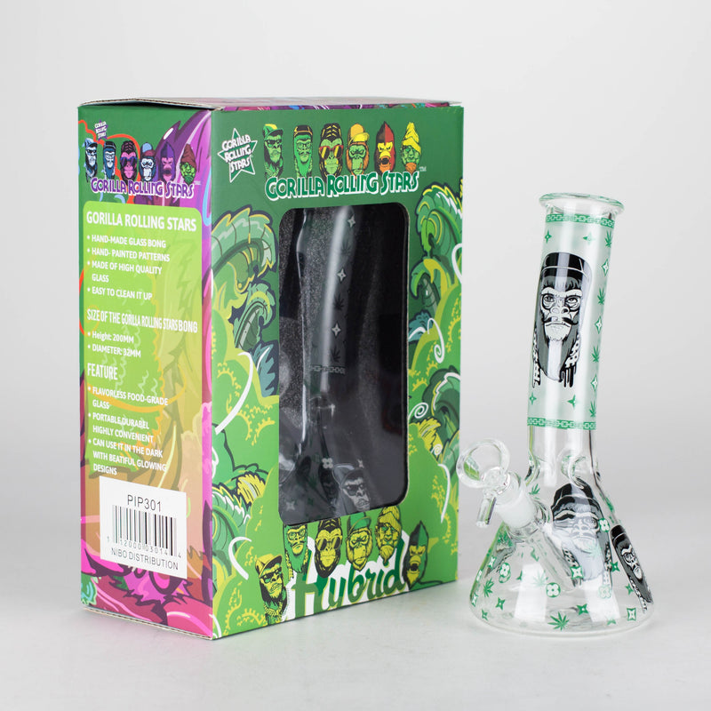 O 8.5" Gorilla Designs Glow In The Dark beaker bong In the Box [PIP301]