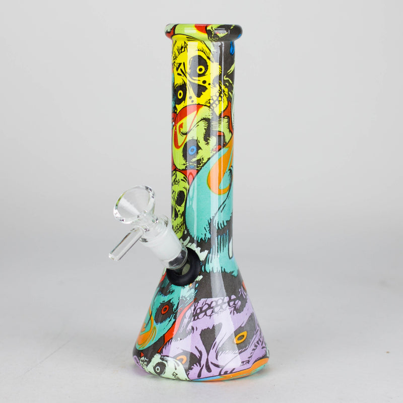 O 8" Glass Bong Multi Color Long Neck Flask Round Shaped [JBLX-01B]