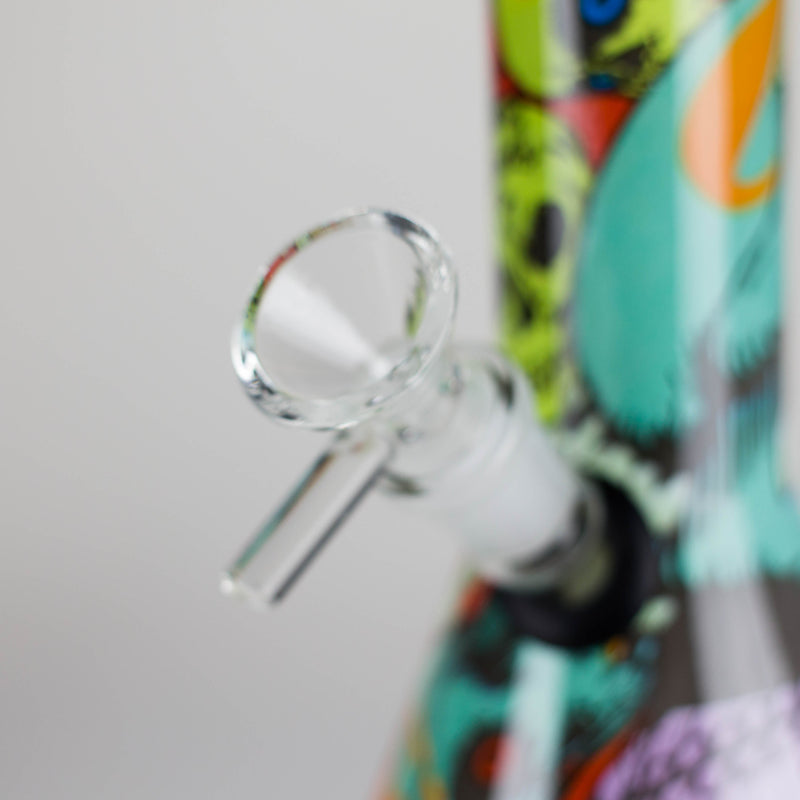 O 8" Glass Bong Multi Color Long Neck Flask Round Shaped [JBLX-01B]