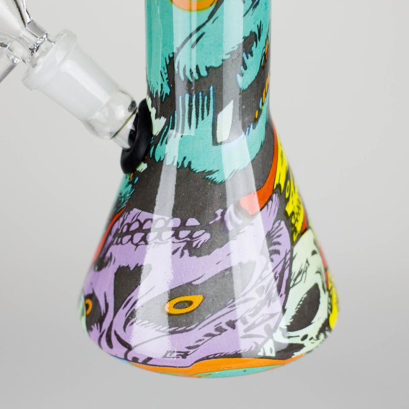 O 8" Glass Bong Multi Color Long Neck Flask Round Shaped [JBLX-01B]