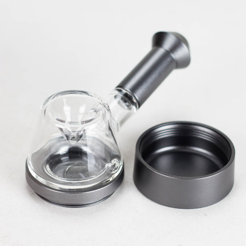 O 5" Pipe -Aluminum+Glass, Flat Base Black Color [YD2000]