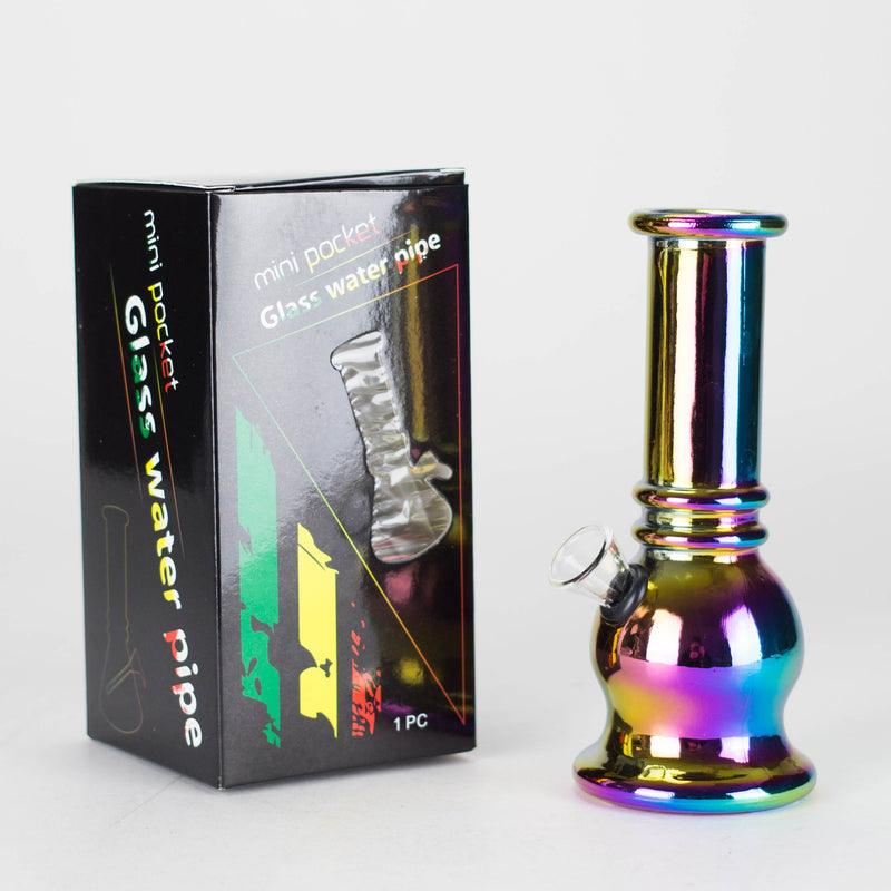 O 6" Round Base Mini Glass Bong Metallic Finish [BLMIN-04-4]