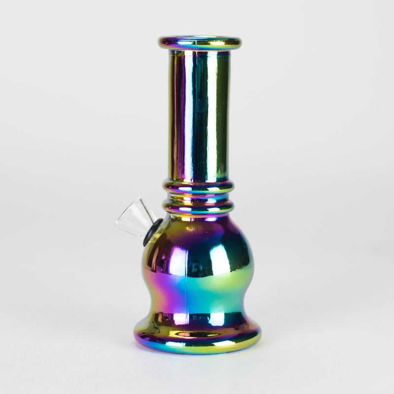 O 6" Round Base Mini Glass Bong Metallic Finish [BLMIN-04-4]