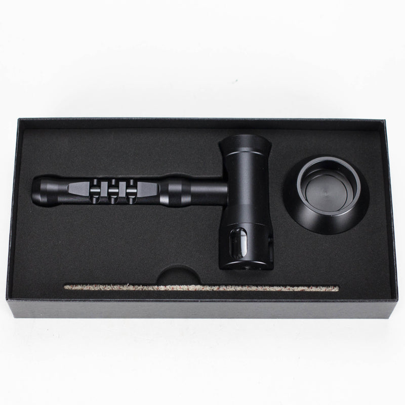 O 6" Pipe -Aluminum+Glass, Black Color Hammer Shape [YD1700]