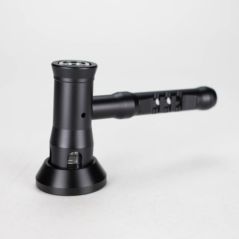 O 6" Pipe -Aluminum+Glass, Black Color Hammer Shape [YD1700]