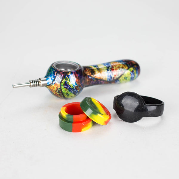 O 5" Pipe Metal Small Silicone Pill Case Inside - Rainbow [YD2083]