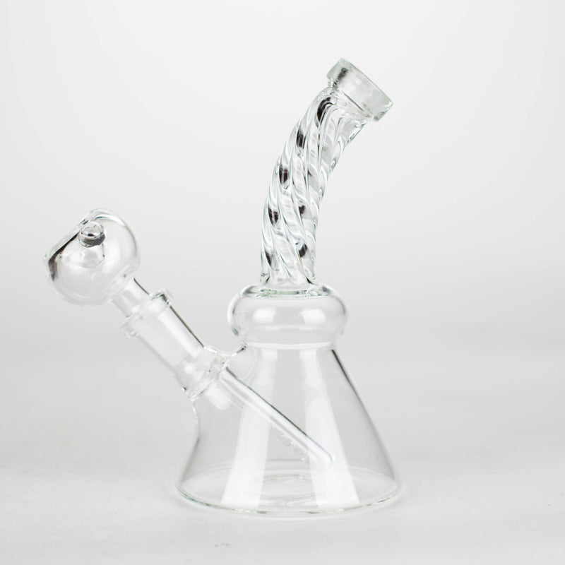 O 6" bent neck Twist glass bong with diffuser