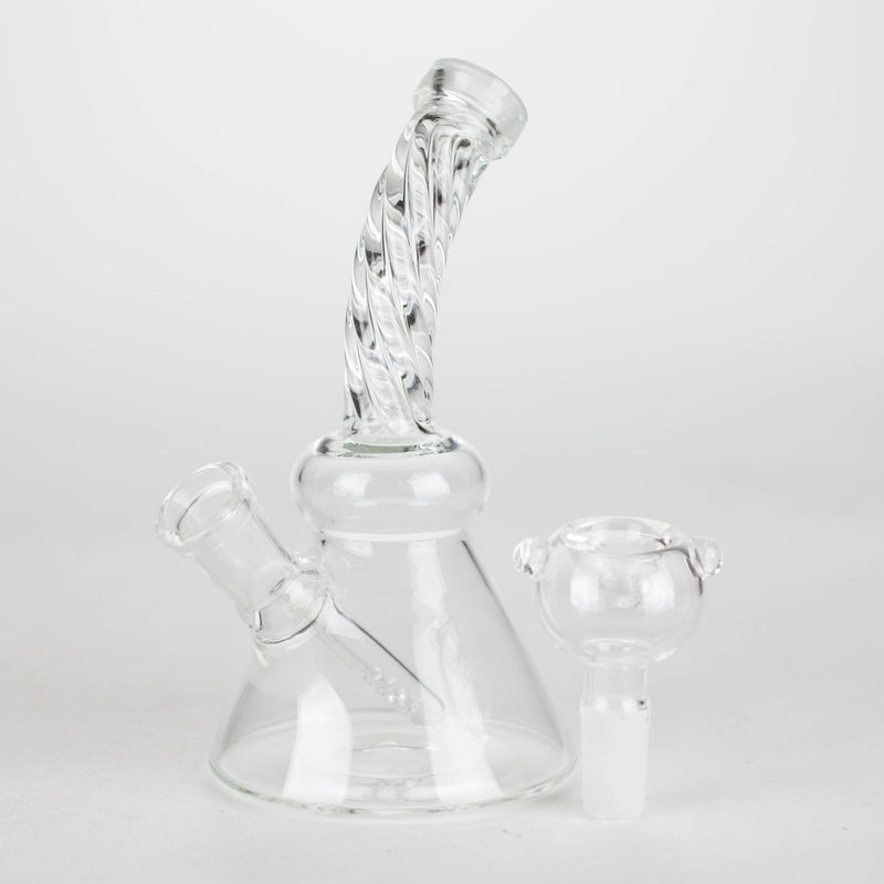 O 6" bent neck Twist glass bong with diffuser