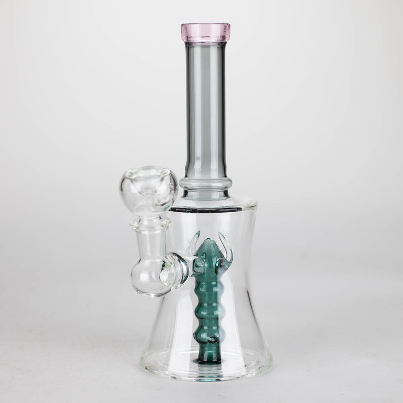 O 8" Assorted color tube glass bong with caterpilar diffuser