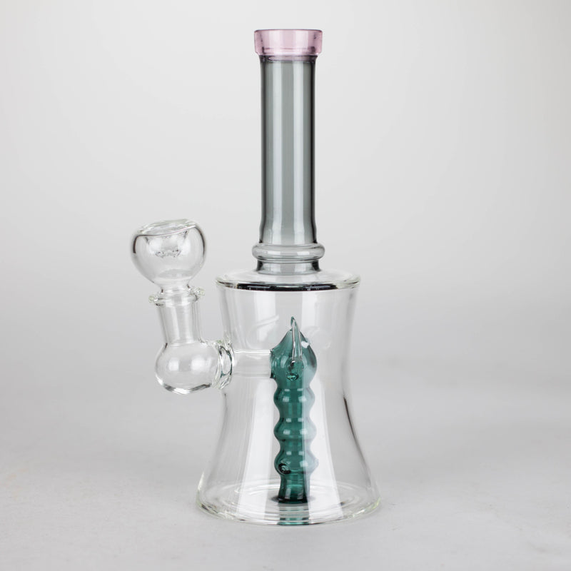 O 8" Assorted color tube glass bong with caterpilar diffuser