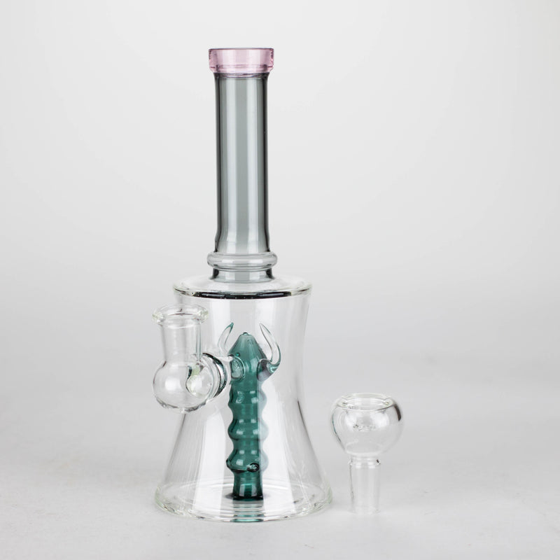 O 8" Assorted color tube glass bong with caterpilar diffuser