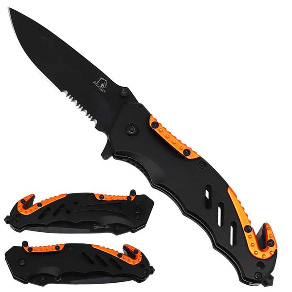 4.75" Black Blade/ Bicolor Orange Aluminum Handle Foldable Pocket Knife_0