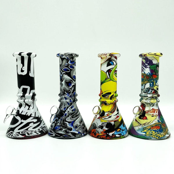 O 6" Multicolor Mini soft glass water bong Assorted Designs [PIP411]