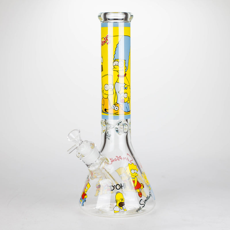 O 14" Yellow Family Cartoon 9 mm glass bongs [PIP789]