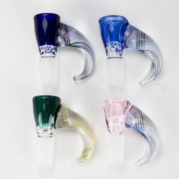 O Shine Glassworks | 14mm 3 Hole Coloured Bowl with Dichroic Horn - Made in Canada