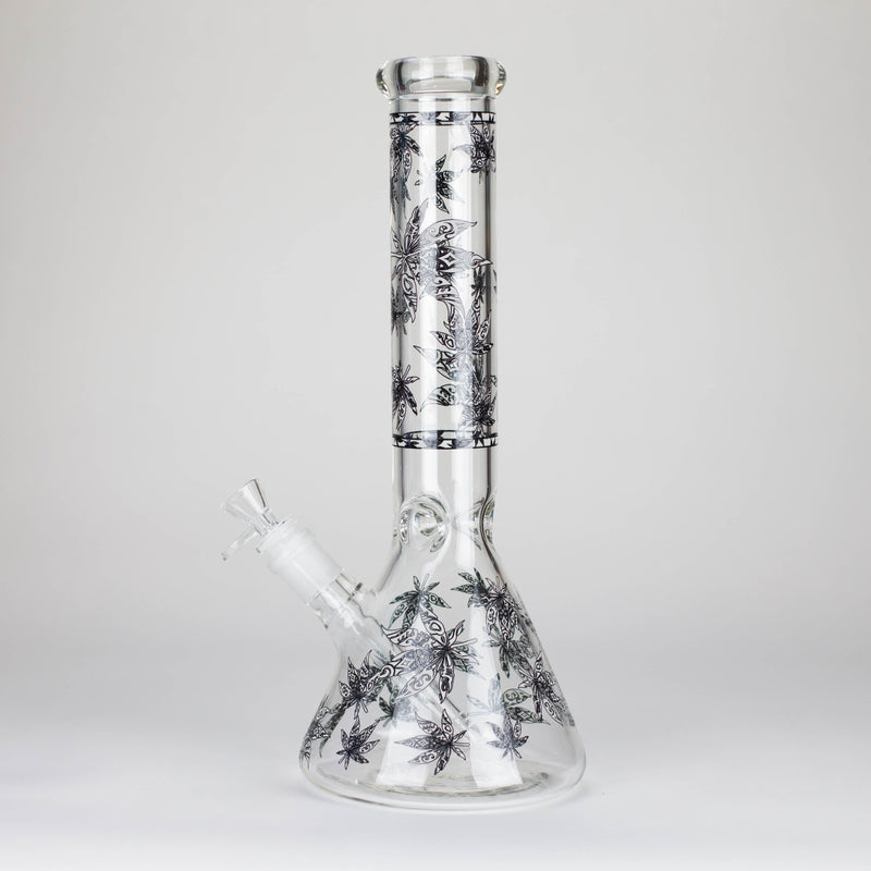 O Karma | 14" Leaf Beaker Glow in the dark Glass Bong