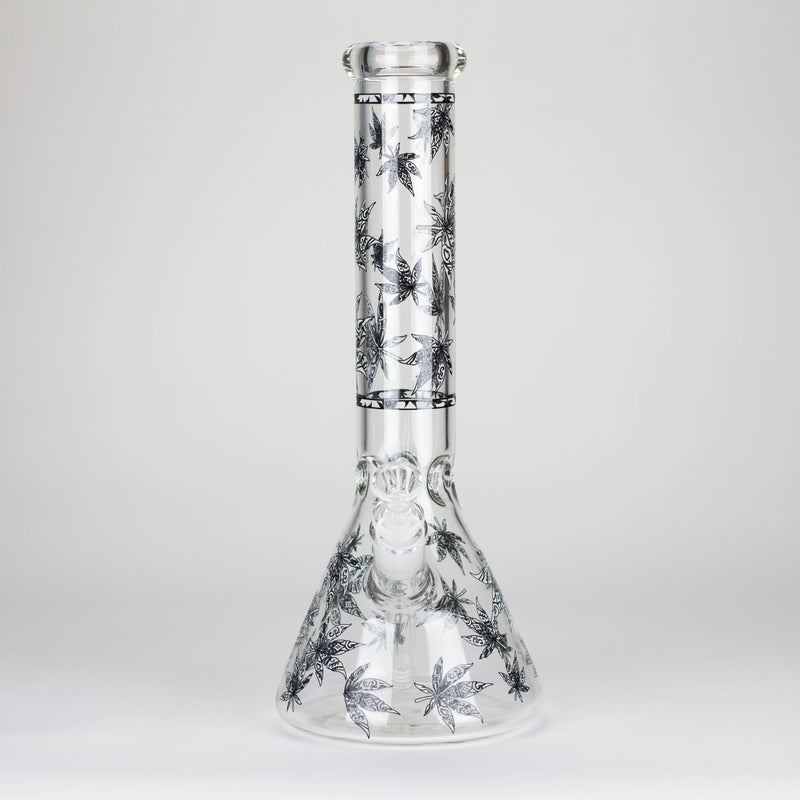 O Karma | 14" Leaf Beaker Glow in the dark Glass Bong