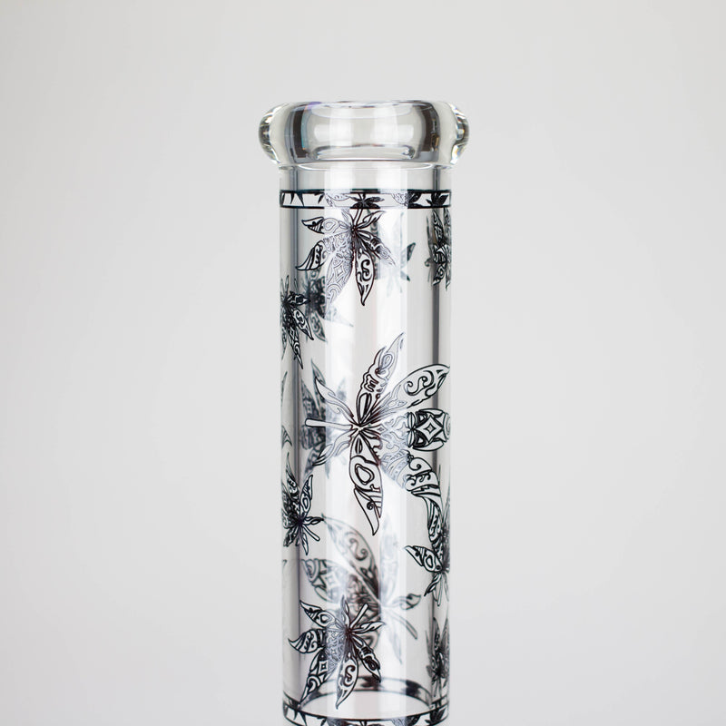 O Karma | 14" Leaf Beaker Glow in the dark Glass Bong