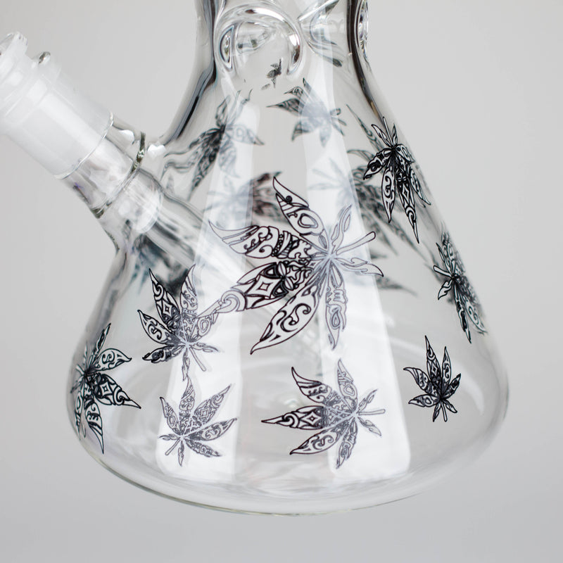 O Karma | 14" Leaf Beaker Glow in the dark Glass Bong