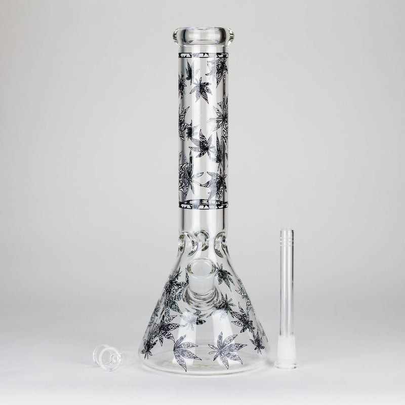 O Karma | 14" Leaf Beaker Glow in the dark Glass Bong