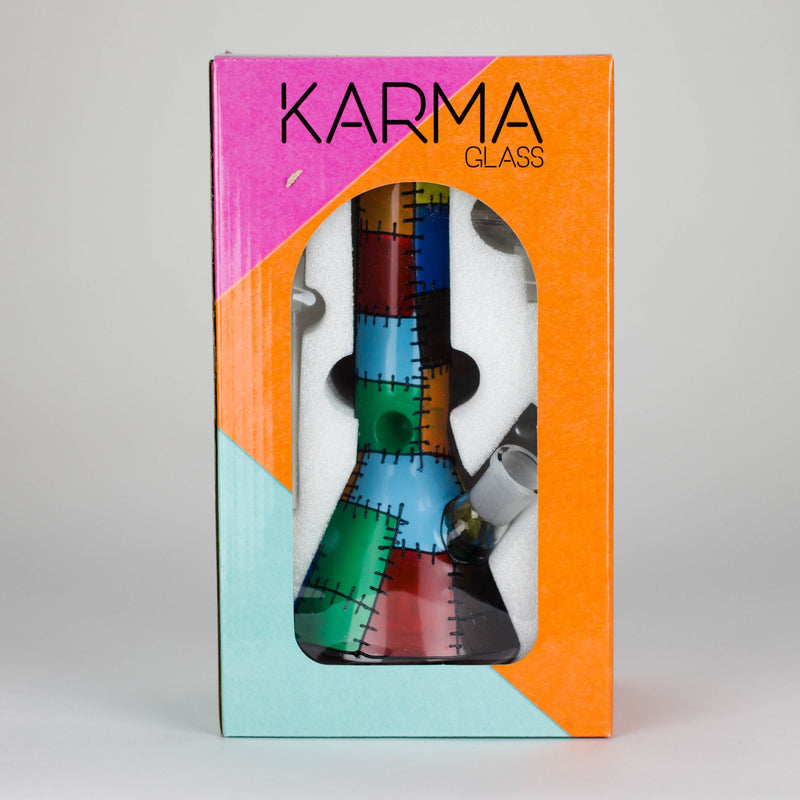 O Karma | 9" Beaker Stitched Up Design Glass Bong