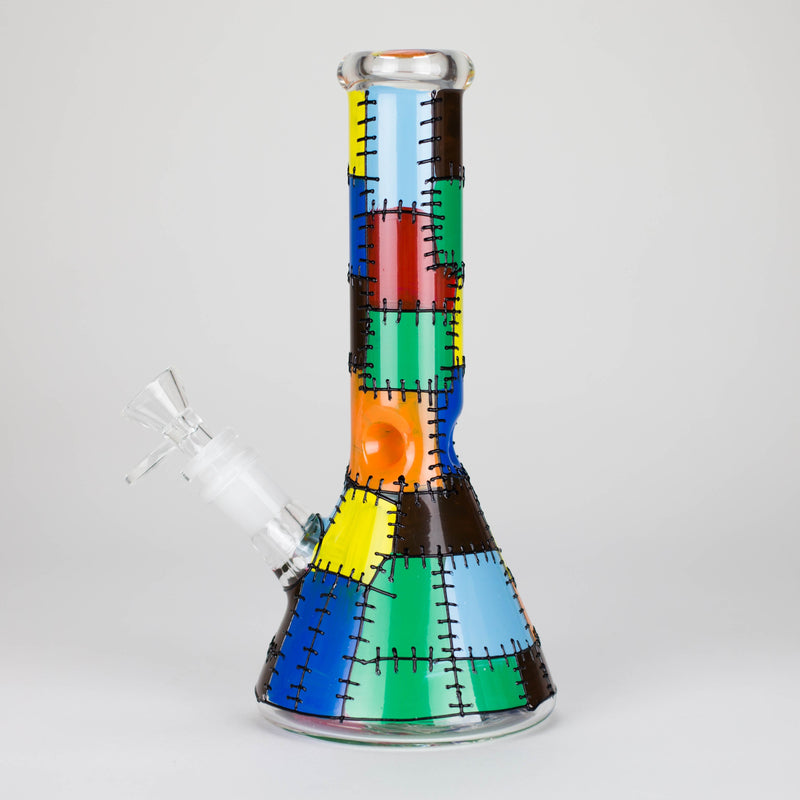 O Karma | 9" Beaker Stitched Up Design Glass Bong