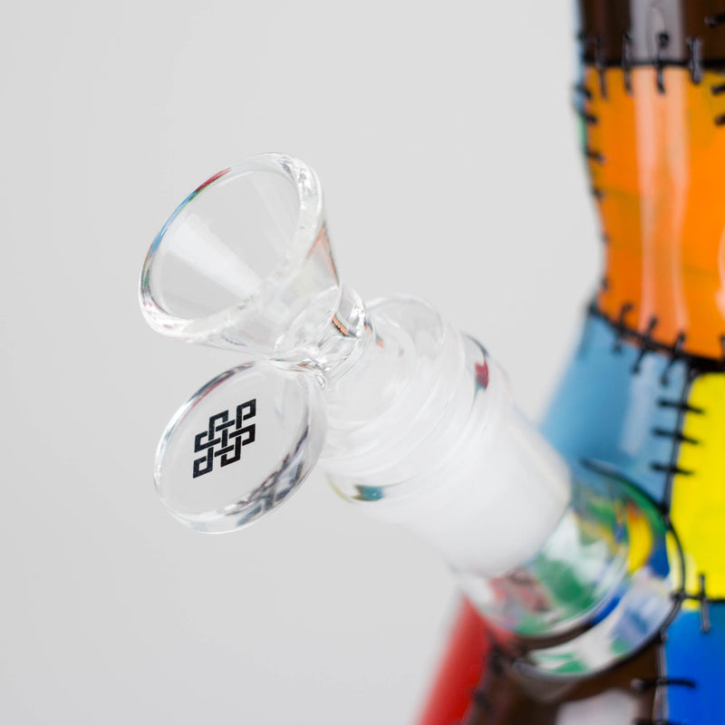 O Karma | 9" Beaker Stitched Up Design Glass Bong