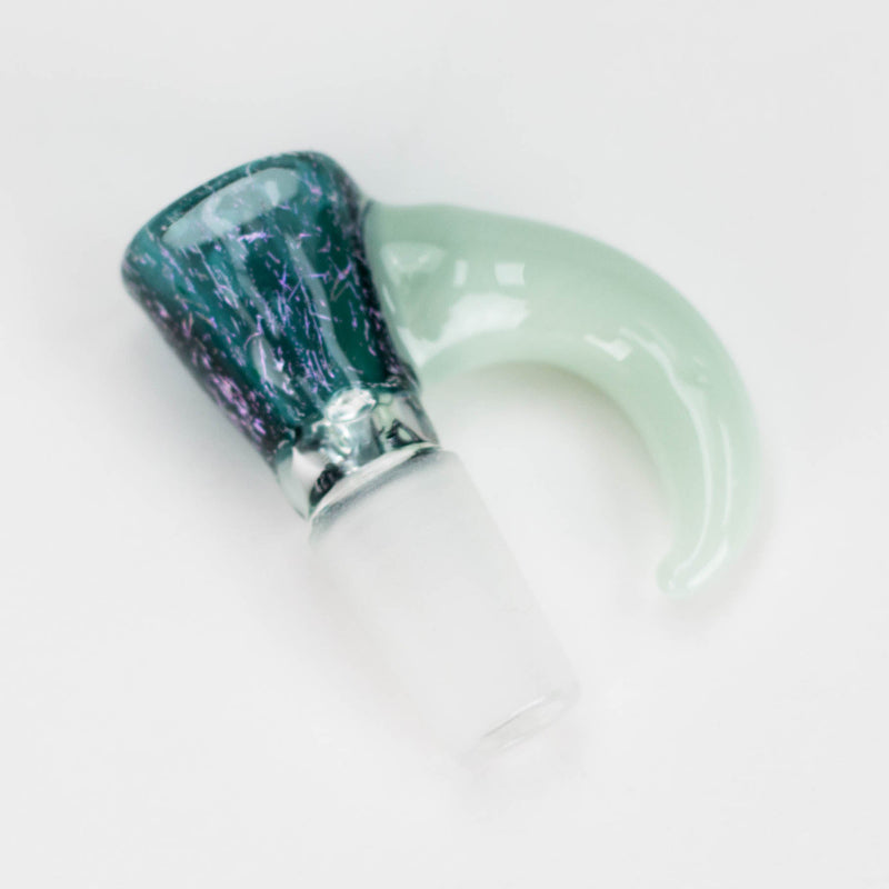 O Shine Glassworks | 14mm 3 Hole Dichroic Bowl with coloured Horn  - Made in Canada