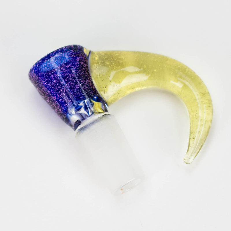 O Shine Glassworks | 14mm 3 Hole Dichroic Bowl with coloured Horn  - Made in Canada