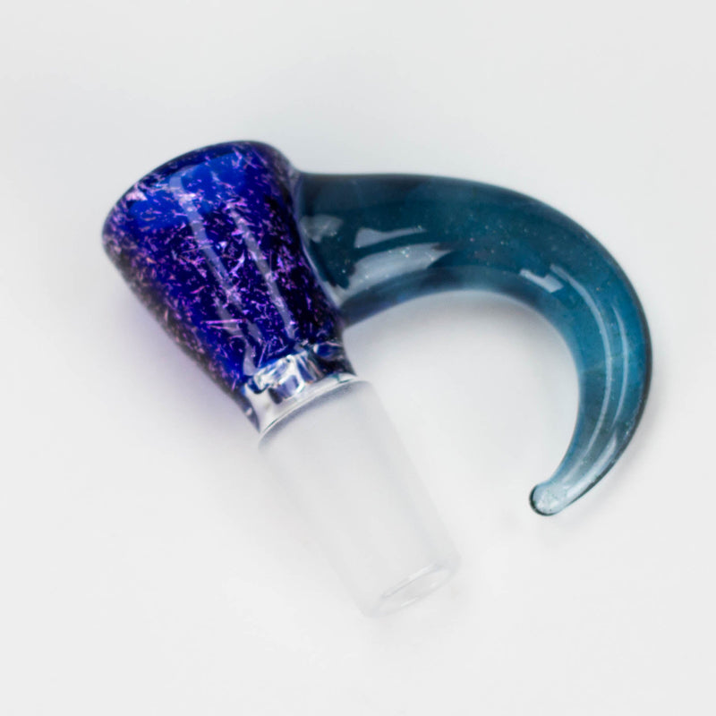 O Shine Glassworks | 14mm 3 Hole Dichroic Bowl with coloured Horn  - Made in Canada