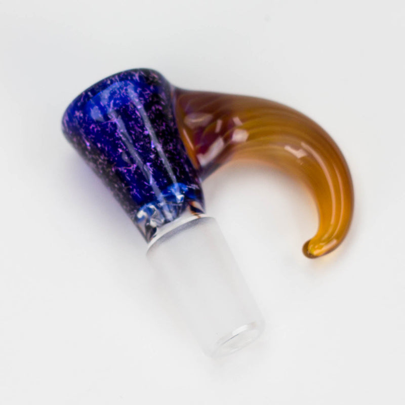 O Shine Glassworks | 14mm 3 Hole Dichroic Bowl with coloured Horn  - Made in Canada