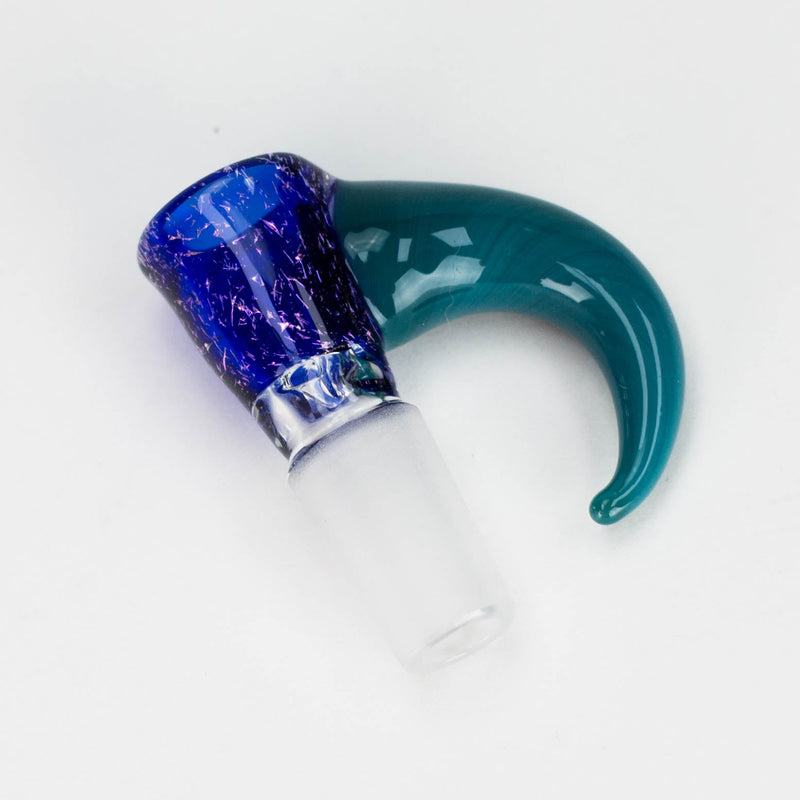 O Shine Glassworks | 14mm 3 Hole Dichroic Bowl with coloured Horn  - Made in Canada