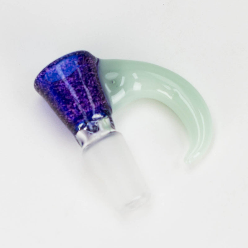 O Shine Glassworks | 14mm 3 Hole Dichroic Bowl with coloured Horn  - Made in Canada