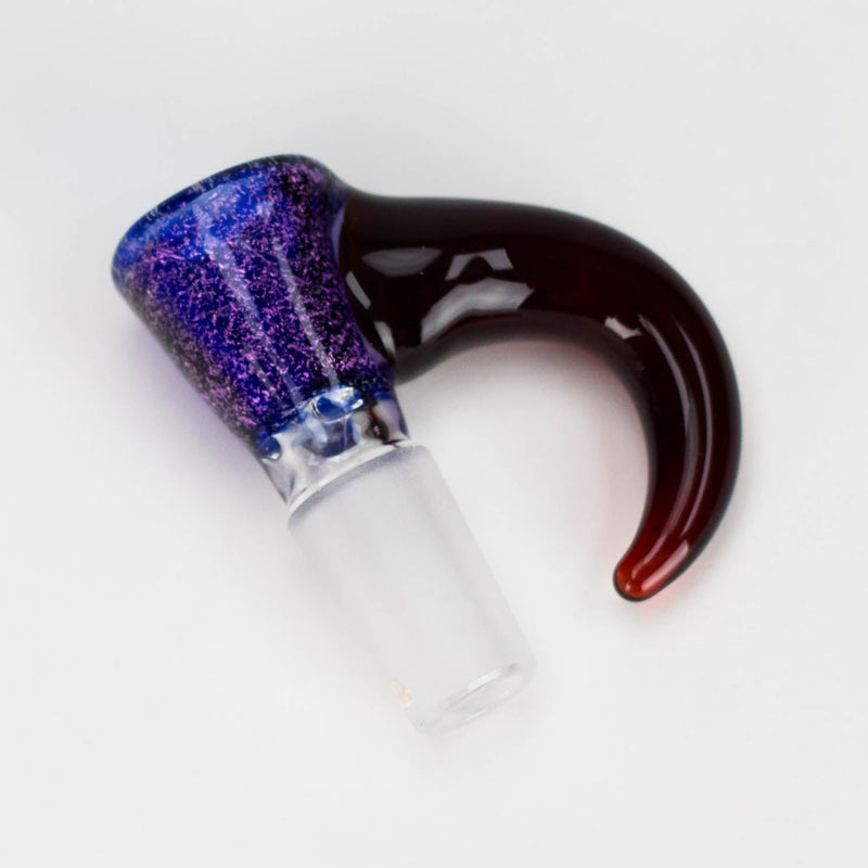 O Shine Glassworks | 14mm 3 Hole Dichroic Bowl with coloured Horn  - Made in Canada