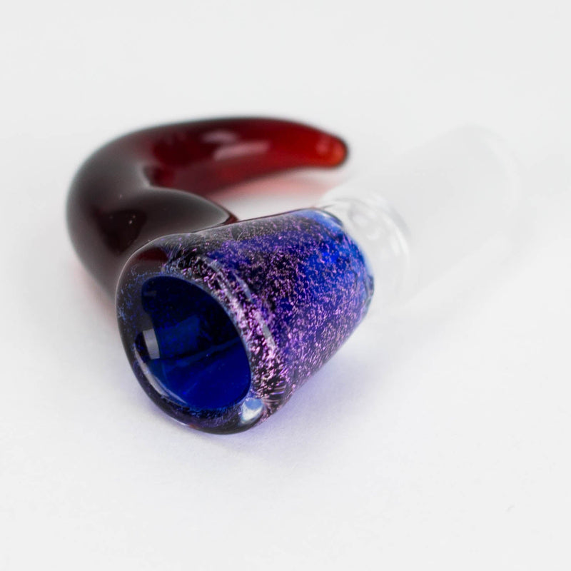 O Shine Glassworks | 14mm 3 Hole Dichroic Bowl with coloured Horn  - Made in Canada