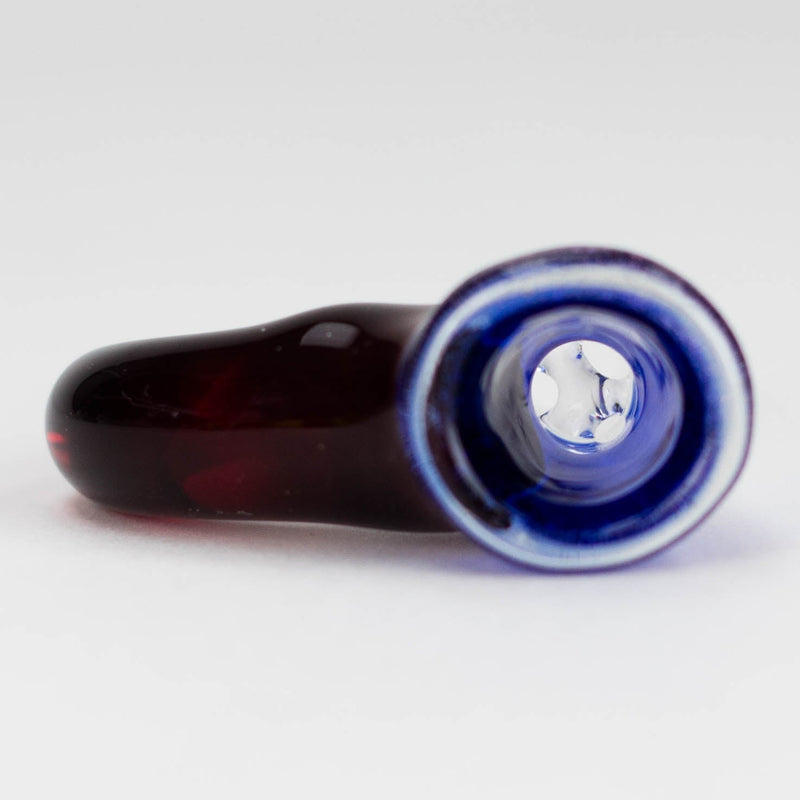 O Shine Glassworks | 14mm 3 Hole Dichroic Bowl with coloured Horn  - Made in Canada