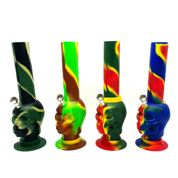 11" Foldable Silicone Skull Shape Water Pipe Kit -Assorted Color [HIT306]_1