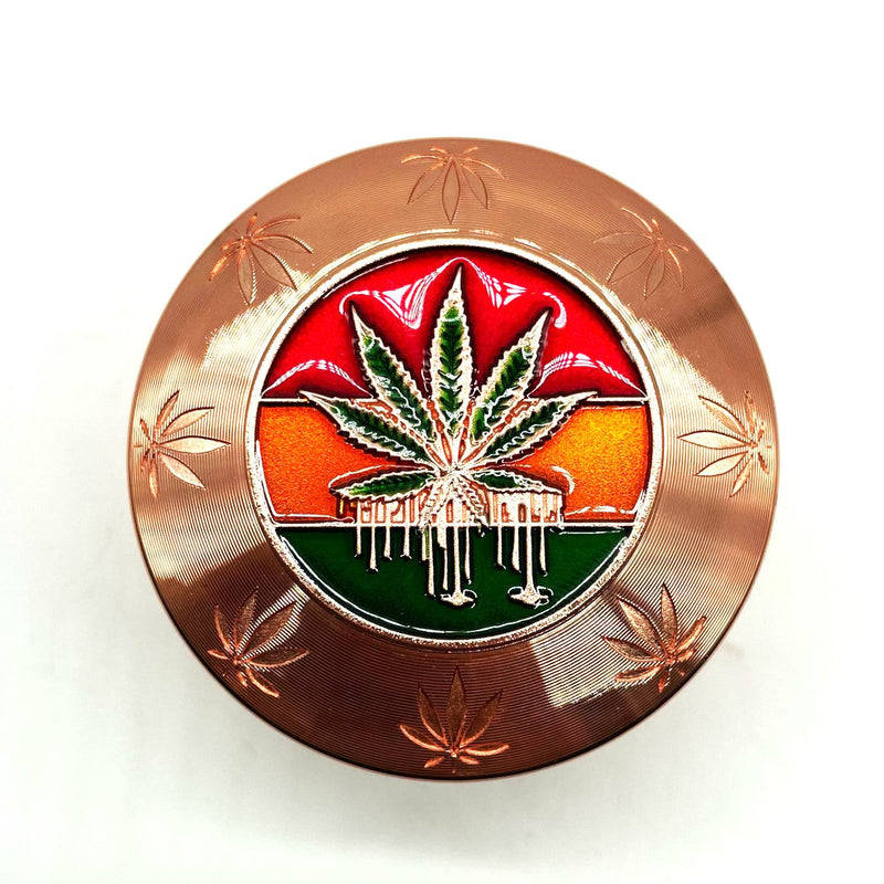 63mm Mirror Lid Leaf Design Rose Gold Grinder Box of 6 [GRI812]_3