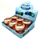 63mm Mirror Lid Leaf Design Rose Gold Grinder Box of 6 [GRI812] Display Pack NIBO Distribution