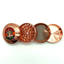63mm Mirror Lid Leaf Design Rose Gold Grinder Box of 6 [GRI812] Display Pack NIBO Distribution